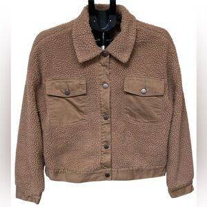 Stoosh Dark Taupe Sherpa Teddy Jacket